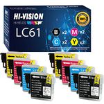 HI-VISION HI-YIELDS ® Compatible Ink Cartridge Replacement for Brother LC61 (2 Black, 2 Cyan, 2 Yellow, 2 Magenta, 8-Pack) by HI-VISION HI-YIELDS