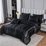 Satin Comforter Set Black Silky Com