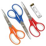 Magnificent Multi-Purpose Heavy Duty Scissors 8" [Pack of 4] with TPR Soft Grip Handles & Soft Tape Measure - Ideal for School, Office, Art, Craft, Fabric, Home & Kitchen Supplies