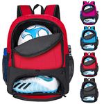 Soccer Ball Bag-Backpack for Basketball,Volleyball with Cleat Shoes and Ball Compartment Laptop Sleeve for Travel,School Team (Red)