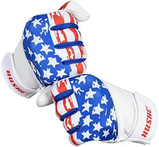 Hushe' American Flag Baseball Batting Gloves USA Flag Baseball Batting Gloves for Youth Adult & Unisex (White) (X Large, Youth)