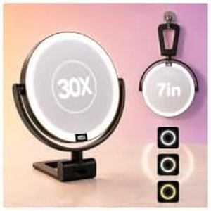ELYYSORA 1X/30X Makeup Mirror with Lights, Magnifying Mirror (Black)