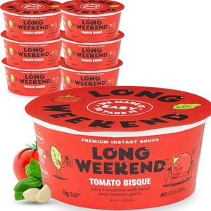 Long Weekend Freeze-Dried Vegetable Soup – Instant Soup with Real Vegetables – Nourishing, Thoughtful Nutrition, Shelf-Stable Meal, Just Add Water – Tomato Bisque, 6 Pack