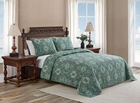 Tommy Bahama Reversible Cotton Bedding with Matching Sham, All Season Home Decor, Turtle Cove Green, Twin