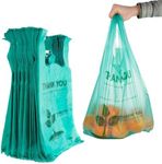 Stock Your Home Eco Grocery Bags (100 Count) Grocery Bags - Reusable Supermarket Thank You Shopping Bags, Recyclable T Shirt Bags, Small Trash Can Bags