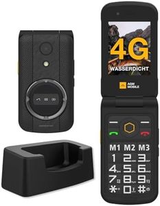 AGM M8 FLIP Klapphandy ohne Vertrag 4G, Robust Outdoor Handy mit großen Tasten,Ladestation,Wasserdicht, SOS, Kompatibel mit Hörgeräten, kurzwahl, 104 dB Lautsprecher Dual-SIM 1500 mAh Schwarz