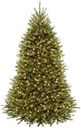 National Tree Company 7.5 ft Pre-Lit Dunhill Fir Artificial Christmas Tree, 700 LED Lights, 2,514 Tips, Foot Pedal, 10 Light Functions, Includes Stand, Green