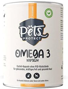 Omega-3 Cápsulas para perros y gatos | Alta dosis con 1.000 mg de aceite de pescado puro por cápsula | muy alto contenido de ácidos grasos EPA y DHA, sin PCB, sin aditivos, 120 cápsulas, fabricación