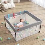 Baby Playpen Foldable, Playpen for Baby and Toddlers with Breathable Mesh Walls, Sturdy Safety Play Pen with Fitted playpen mat for Indoor and Outdoor, Baby Play Pen with Travel Bag (Square)