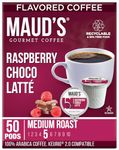 Maud's Raspberry Chocolate Coffee (Raspberry Choco Latte), 50ct. Solar Energy Produced Recyclable Single Serve Raspberry Chocolate Coffee Pods – 100% Arabica Coffee California Roasted, KCup Compatible