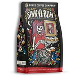 Bones Coffee Company Sinn 'O' Bun Ground Coffee Beans, Cinnamon Roll Flavor, Low Acid Flavored Coffee, Made with Arabica Coffee Beans, Medium Roast Gourmet Coffee (12 oz)