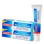 Secure Waterproof Denture Adhesive - Zinc Free - Extra Strong Hold for Upper, Lower or Partials - 1.4 oz (Pack of 2)