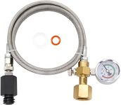 Upgraded Soda Machine Co2 Adapter Stainless Steel Hose with Larger Pressure Gauge, CGA320 Co2 Tank Direct Hose Adapter to Jet/One Touch/Fizzi/Aqua Fizz Soda Water Machine (60 inch)