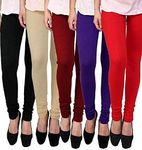 SUPER WESTON Free Size Stretchable Full Length Cotton Churidar Leggings for Womens Multicolor Combo Pack of 5 (Multi Combo)