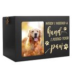 Pet Memorial Urns for Dog or Cat Ashes, XLarge Wooden Funeral Cremation Urns with Photo Frame, Memorial Keepsake Memory Box with Black Flannel as Lining, Loss Pet Memorial Remembrance Gift