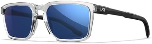 Wiley X WX Zulu Sunglasses Safety Glasses for Men & Women Shatterproof UV Eye Protection Captivate Polarized Blue Mirror Lenses Gloss Clear Frames with Gloss Black Temples ANSI Z87