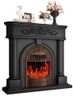 50” Solid Wood Electric Fireplace with Mantel, Black Roman Column TV Stand with Antique Bronze Finish Birdcage Heater Insert, Elegant Fireplace for Living Room, Bedroom & Entryway