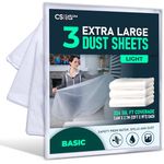 CS 3 Pack Extra Large Plastic Dust Sheets for Decorating 3.6 x 2.7m (12 x 9ft), Light Dust Sheet for Painting & Furniture, Plastic Sheet-Plastic Sheeting-Decorating Tools-Decorating Sheets-Dust Cover