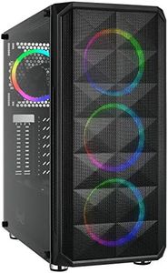 Rosewill ATX Mid Tower Gaming PC Computer Case, Dual Ring RGB LED Fans, 360mm & 240mm Liquid Cooling Radiator Support, Tempered Glass/Steel/Mesh, Great Cable Management/Airflow - Spectra D100