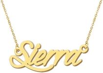 Aoloshow Sierra Dainty Name Necklace for Womens 18k Gold Plated Stainless Steel Nameplate Jewelry for Family