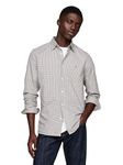 Tommy Hilfiger Long Sleeve Poplin Regular Fit, Men's Button Down Shirts, Also Available in Big and Tall, Army Green/Optic White, Medium