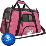 PetAmi Premium Airline Approved Soft-Sided Pet Travel Carrier | Ventilated, Comfortable Design with Safety Features | Ideal for Small to Medium Sized Cats, Dogs, and Pets (Large, Heather Pink)