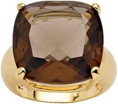 PalmBeach Yellow Gold-plated Cushion Genuine Smoky Quartz Ring Sizes 6-10 Size 6