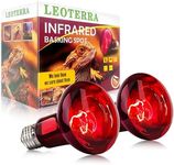 Leoterra 75w Reptile uva Infrared Heat Lamp Red Night Light Bulb (Pack of 2) for Reptile Terrariums,Turtle Tanks,Bearded Dargon,Lizard,Snakes Night Light Use E26 Base Long Service Life