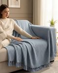 HAKAM Cotton Waffle Throw Blanket Soft & Cozy Sofa and Couch Trending Home Décor for Extra Comfort, Relaxation and Style - 125 x 150 cm, Pack of 1 (Chambray Blue)