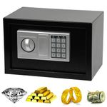 Heavy Duty Steel Digital Electronic Security Safe Home Office Money Safety Box By Crystals® (8.5L Electric Safe_Black)