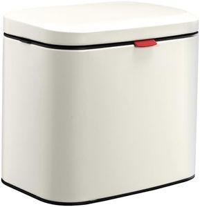 Navaris Cubo Basura Puerta Fregadero - Papelera Colgante de 4 L - Con Tapa para Evitar Malos Olores - Para Colgar en Puertas Pared en Encimera - 22 x 15 x 9,5 cm - Color Crema