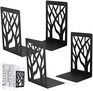 2 Paires/4 Pièces Supports de Livres en Métal, Serre-Livres en Métal, Étagère Invisible pour Livres, Stop-Livres pour DVD, CD, Étagère à Livres, Cuisine, Bureau, École - Noir