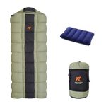 Rocksport Karakoram Sleeping Bag for Adults (-5°C to +5°C, Green STR) | Winter Sleeping Bag for Men & Women | Reliance Hollow Fibre Insulated, Lightweight, Compact & Waterproof Camping Sleeping Bag
