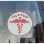 Claw cuts - Doctor Logo Inside Symbol Sticker for Cars & Bikes, Waterproof & Easy to Stick Symbolic Vinyl Sticker/Sign, White & Red, Pack of 2, Size - L X H (9 cm X 9 cm)