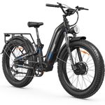 FREESKY Ranger Dual Motor Electric Bike for Adults 200Nm Fast Ebike 105Miles Long Range Mountain Bike 48V 25Ah Battery 26" Fat Tyre E Bike with Hydraulic Brake Electric Bicycle Black