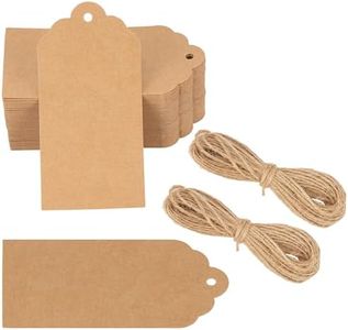 Belle Vous 100 Etichette in Cartone - Bigliettini Tag con Spago Juta - Cartoncini per Bomboniere Matrimonio - Cartellini Personalizzati Prezzi - Decorazioni Biglietti Segnaposto