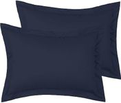 Mellanni Pillow Shams Set - 2 PC Iconic Collection Decorative Pillow Covers - Soft & Cooling Pillow Cases Wrinkle, Fade, Stain Resistant (Standard 20"x26", Navy Blue)