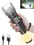 DOCOSS Metal C20 Rechargeable Torch Light High Power,6-8 Hrs Work time,Long Distance 1,2km Powerful Ultra Bright Led Torch Light/Zoomable Flash Light Long Range,Waterproof,Aluminium Body(Black)