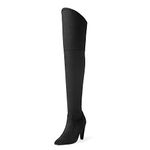 Dream Pairs Women's Thigh High Boots Over The Knee Heels Long Sexy Pointed Toe Boots, Black/Suede, 8