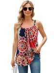 Charmo Women Camisole with Built-in Bra Adjustable Spaghetti Straps Cami Tank Top Mixed Navy Blue M