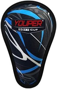 Youper Boys Youth Soft Foam Protective Athletic Cup (Ages 7-12), Kid Athletic Cup for Baseball, Football, Lacrosse, Hockey, MMA (Black Blue)