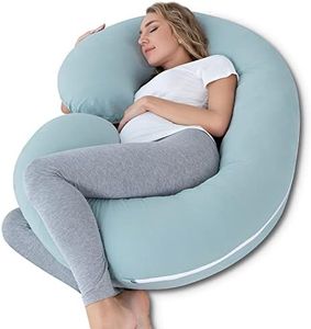 INSEN Pregnancy Pillow,Maternity Body Pillow with Velvet Cover,C Shaped Body Pillow for Sleeping (Green Jersey)