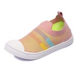 MYAU Slip On Mesh Shoes Boys and Girls (Peach/Yellow, numeric_13)