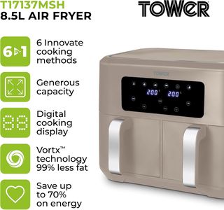 Tower Vortx 8.5L Dual Air Fryer – Two Basket Digital Cooker
