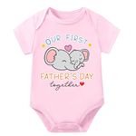 Lillypupp Unisex Our First Father's Day Together Newborn Baby Girl Dress Outfit Surprise Gift for New Daddy Dad. Fathers Day Wishes Baby Tshit Romper for Boys Girls. Pink