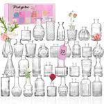 Pulyibo Glass Bud Vase Set of 33 Pcs, Small Vases for Rustic Wedding Centerpieces, Mini Vases Bulk Home Table Flower Decor, Clear Vases in Bulk