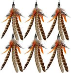 TIENAILING Cat Feather Toys Refills Cat Wand Replacement, 6 PCS Handmade Natural Da Bird Feathers Refill, Cat Toy Feather Replacement for Indoor Cats (B)