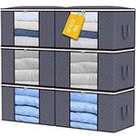 90L Storage Bags, 6Pack Large Capacity Clothes Storage Bags with Zips, Foldable Storage Bags with Reinforced Handle Breathable Thick Fabric for Comforters, Blankets, Bedding