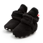 Unisex-Baby Fleece Booties Cozy Baby Bootie Socks Non Skid Gripper Bottom (0-6 Months, Black)