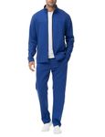 BGOWATU Men's Track suits set Sweatsuits Athletic Casual Sports Running Full Zip 2 Piece Outfits Royal Blue M